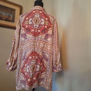 Talbots Silk Linen blend BOHO tunic top 16W